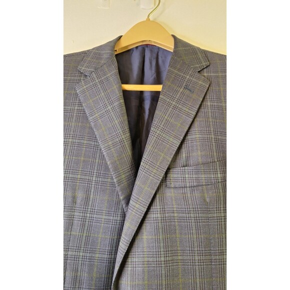 SARTORIA PARTENOPEA NAPOLI Men's 54L Sport Coat Blazer Wool Navy Check Business - Picture 11 of 16